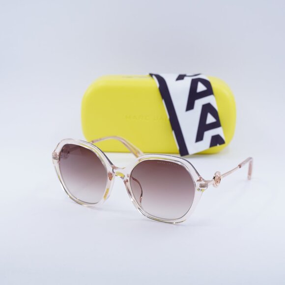 Marc Jacobs MARC 728/F/S 035J HA Geometric Sunglasses - Brown/Gold/Brown - Picture 3 of 9